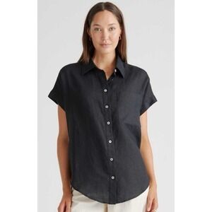 Quince Womens 100% European Linen Camp Shirt Size M Button Oversized Minimalist